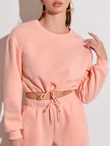 Women's Casual Round Neck Waist Sweater: Cozy Comfort with a Touch of Chic