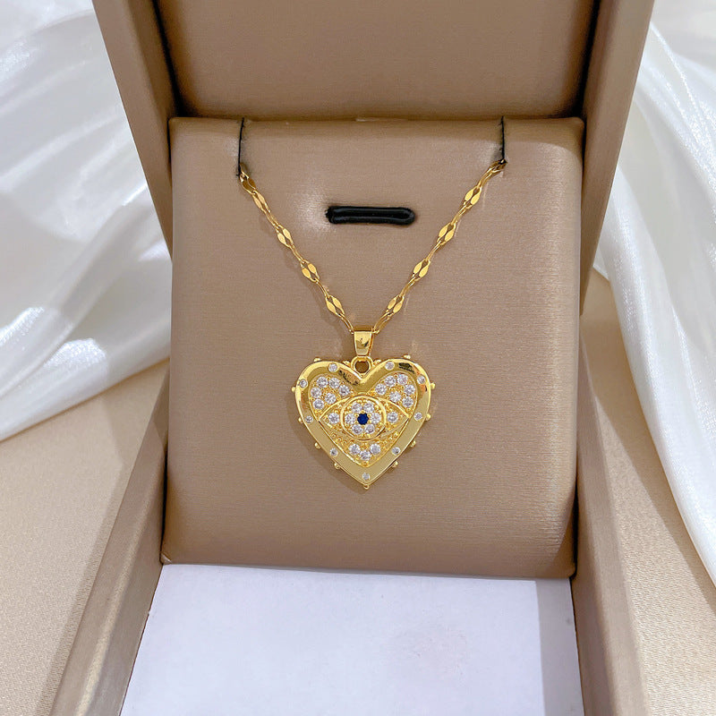 Love Eyes Full Diamond Light Luxury Temperament Necklace - Minihomy