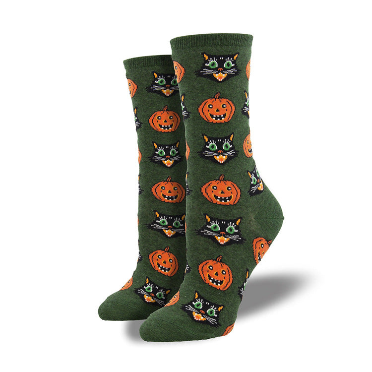 Halloween Creative Funny Pumpkin Jacquard Trendy Socks