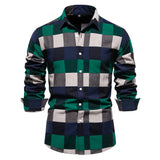 Men's Plaid Long Sleeve Shirt Top