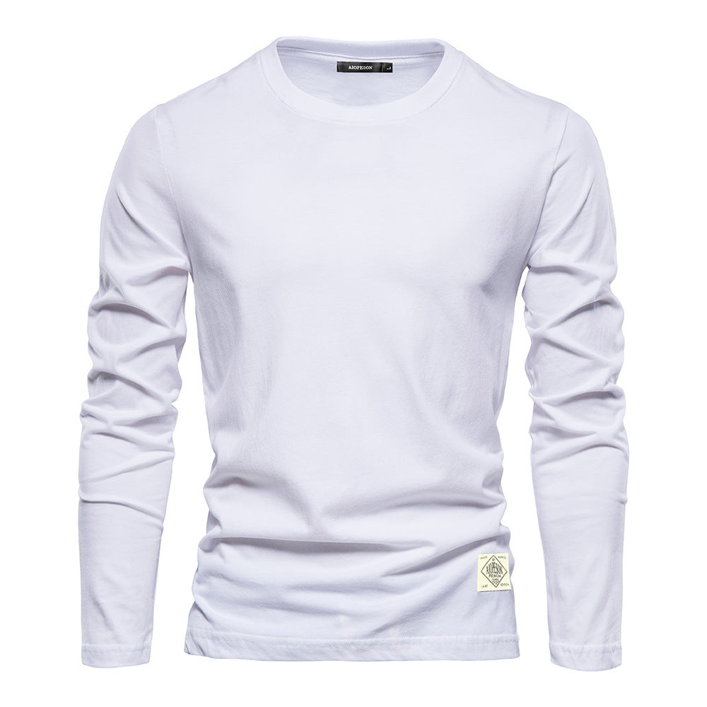 Men's Casual Exercise Outer Wear Round Neck Cotton Base Shirt - Minihomy