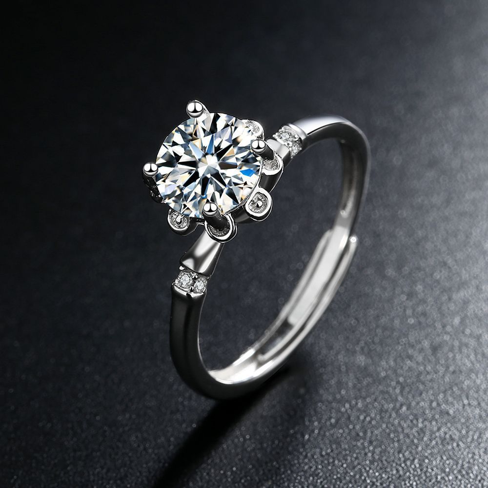 S925 Sterling Silver Moissanite 1 Karat Ring For Women