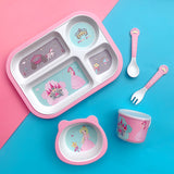 Bamboo Fiber Children's Tableware Set Cartoon Solid Food Bowl