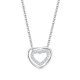 S925 Sterling Silver Heart To Heart Pendant Necklace