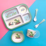 Bamboo Fiber Children's Tableware Set Cartoon Solid Food Bowl - Minihomy