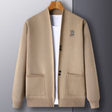 Autumn Knitted Cardigan Men's Simple Embroidery Versatile Sweater Coat