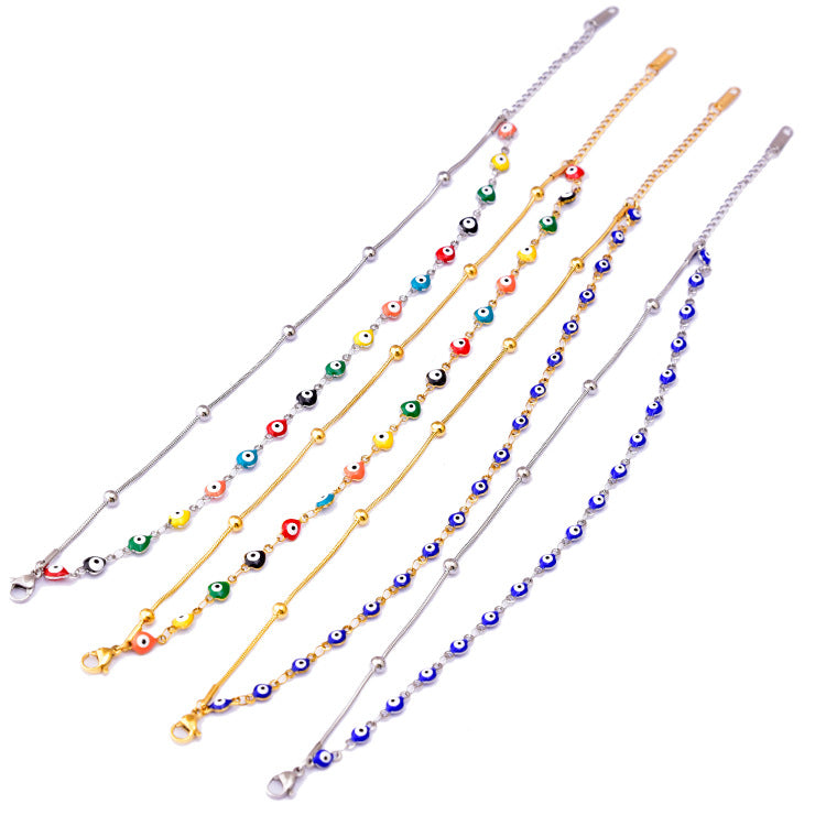 Double-layer Chain Color Billiards Round Beads Anklet - Minihomy