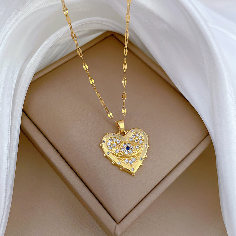 Love Eyes Full Diamond Light Luxury Temperament Necklace