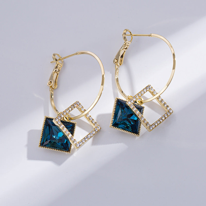 New Fashion Square Earrings Special-interest Design Inlaid Zircon Women: Elevate Your Style - Minihomy