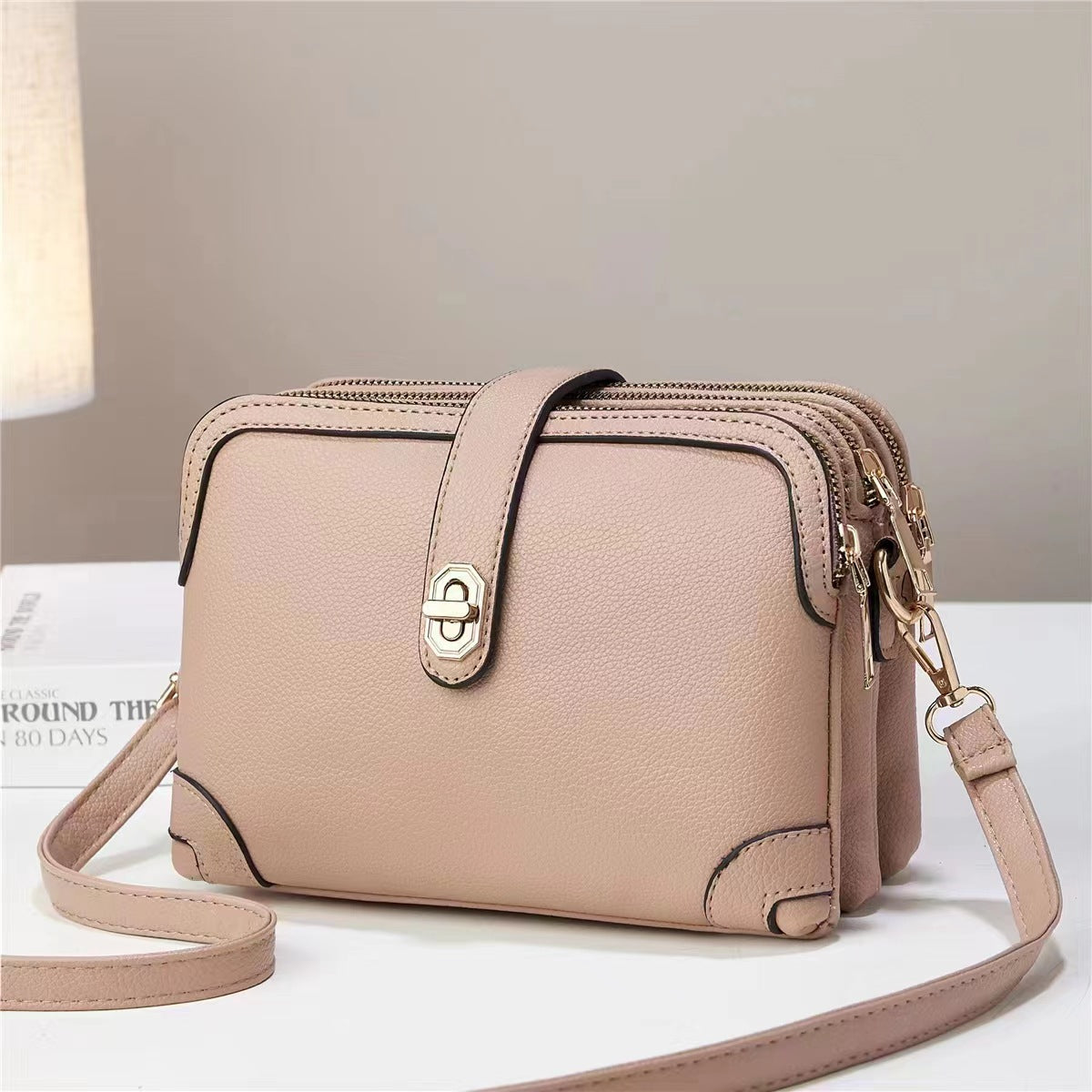 Multi-layer Lychee Pattern Simple Texture Soft Style Multi-functional Shoulder Bag - Minihomy