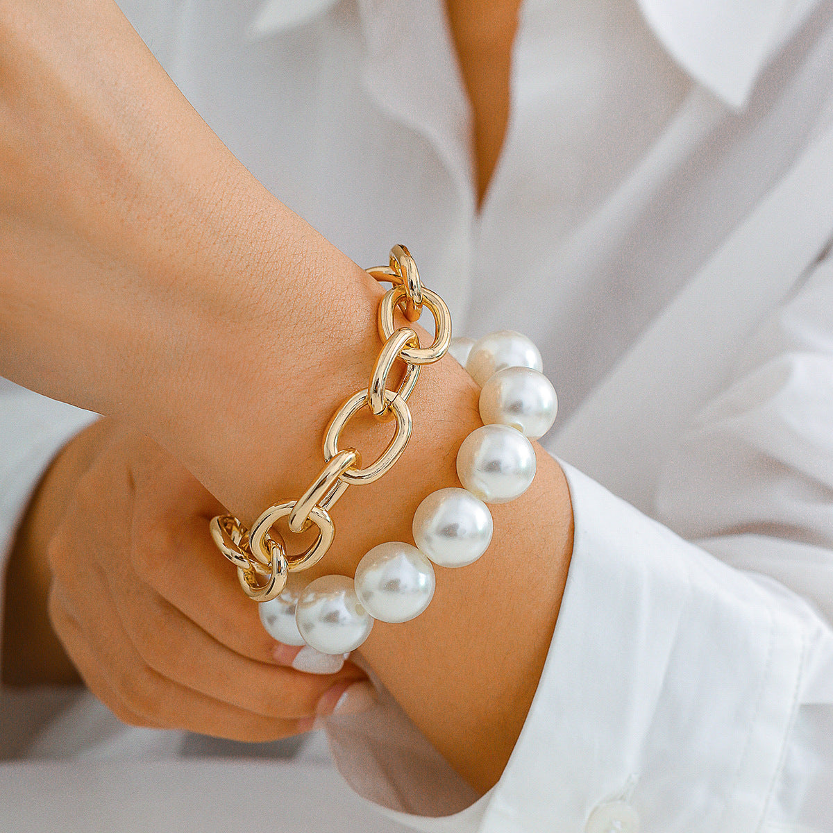 Exaggerated Large Pearl Bracelet - Statement Jewelry