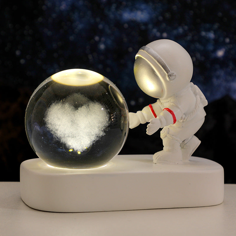 Glowing Planetary Galaxy Astronaut Crystal Ball Night Light - Minihomy