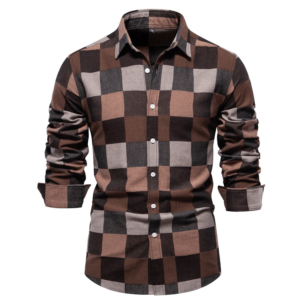 Men's Plaid Long Sleeve Shirt Top