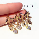 Inlaid Zircon Heart-shaped Ear Clip Eardrops Earrings