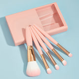 5 PCs Makeup Brushes With Mirror Travel Set