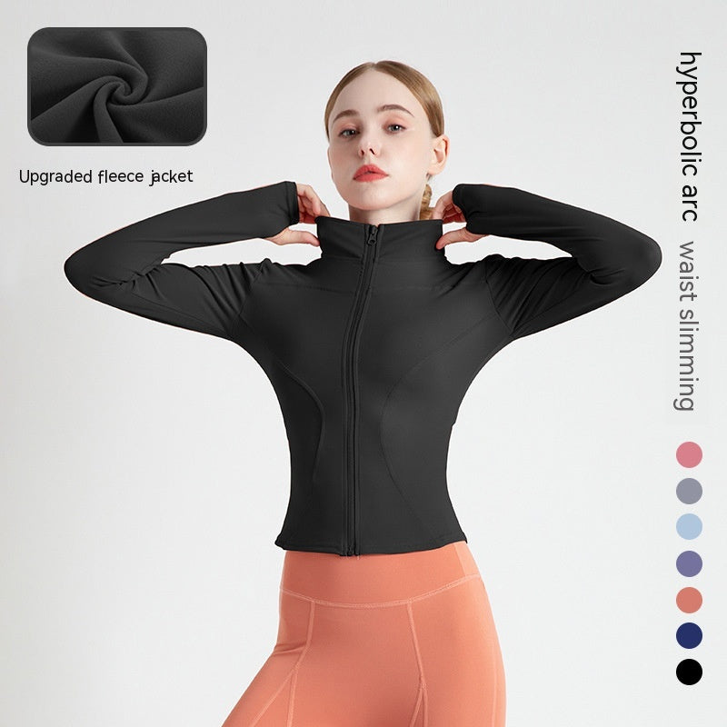 Quick-Drying Long Sleeve Yoga Sports Jacket - Slim Fit Outerwear for Fitness and Running