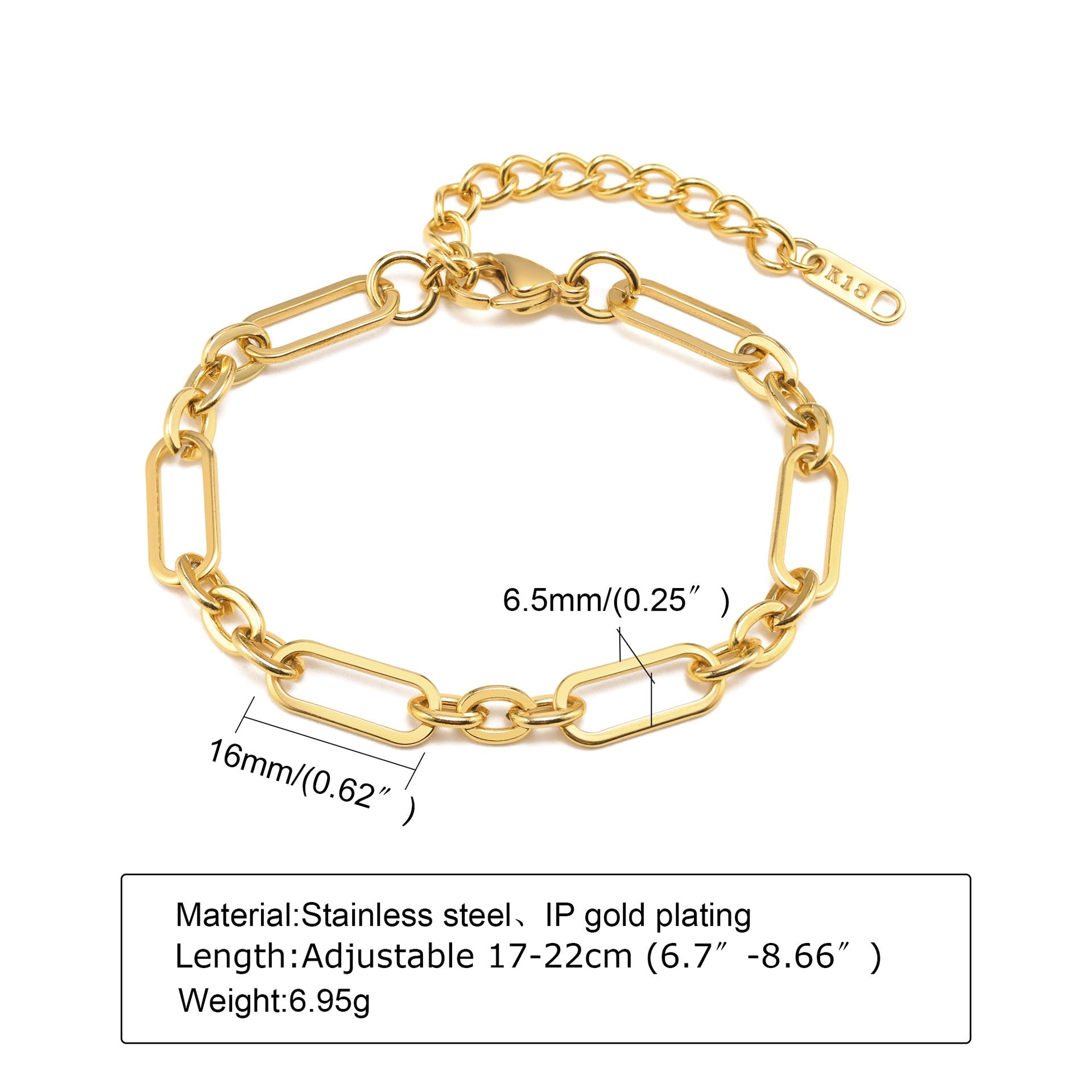 Ornament Extended Stainless Steel Bracelet Gold