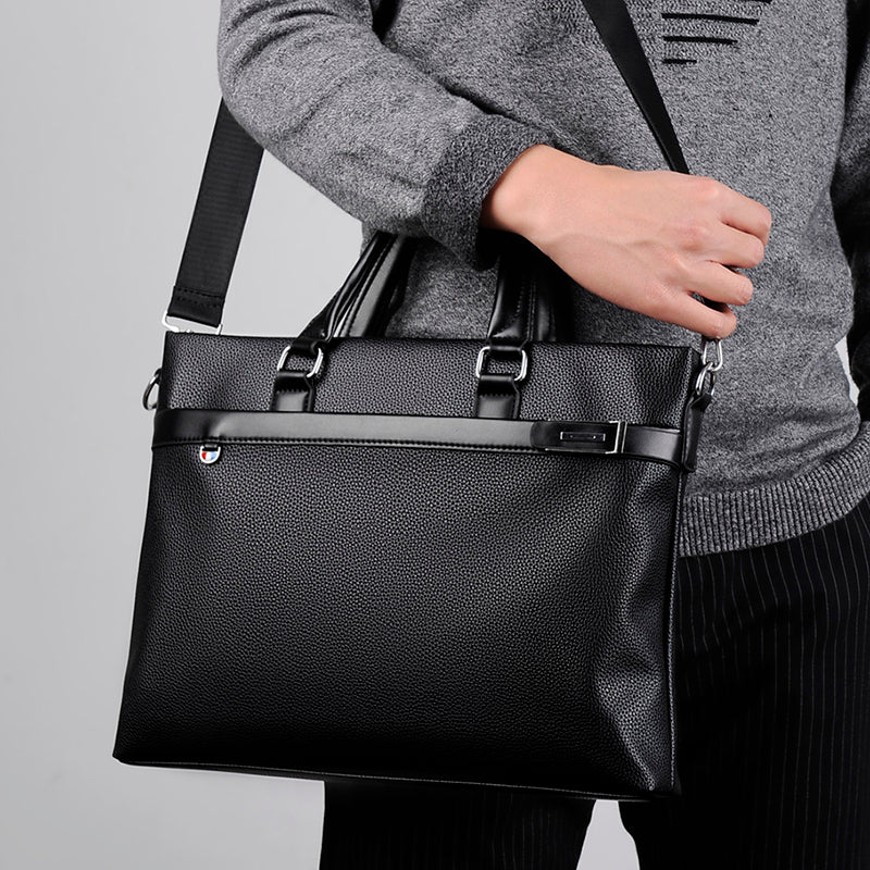 Large Capacity Business Handbag Men's Soft Leather Briefcase