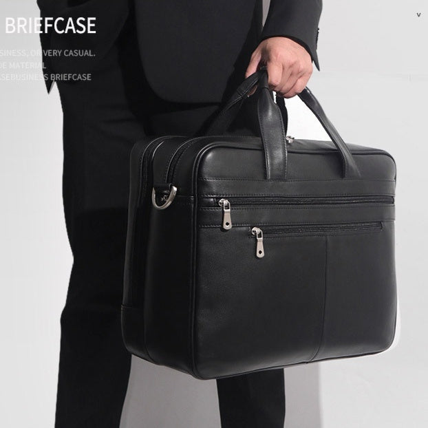 Men's Napa Leather Briefcase - Real Leather Handbag with Comfortable Texture