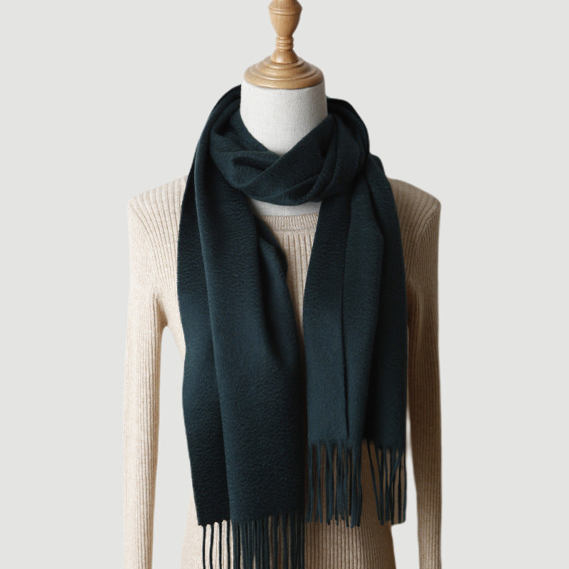 Solid Color Autumn And Winter Tassel Pure Cashmere Scarf For Women