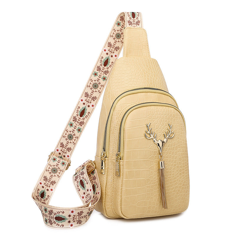 Deer Tassel Design Crossbody Bag Letter Embroidery Chest Bags For Women