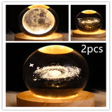 LED Night Light Galaxy Crystal Ball Table Lamp - 3D Planet Moon Lamp for Bedroom Home Decor