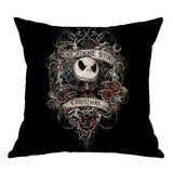 Linen Skull Halloween Pillow Cover