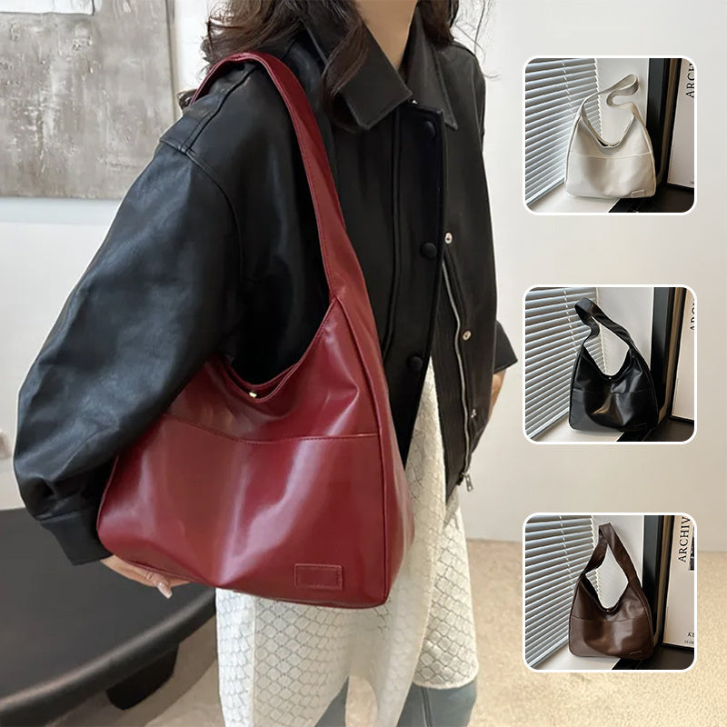 Kadın Vintage Hobo Çanta Rahat PU Deri Omuz Çantası Büyük Kapasiteli Retro Tote Çanta Yumuşak Koltuk Altı Çantası Sonbahar Kış Çantası