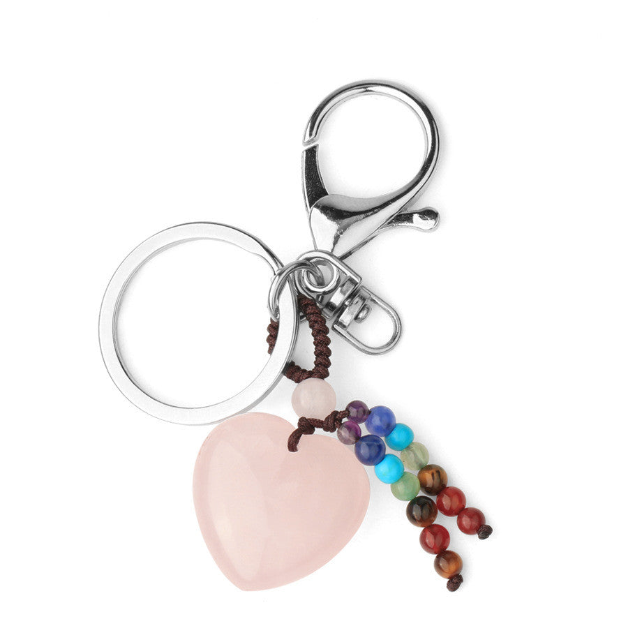 Love Natural Stone Crystal Keychain