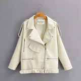 Chain Loose Female PU Ladies Jacket