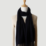 Solid Color Autumn And Winter Tassel Pure Cashmere Scarf For Women