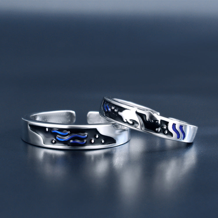 Sea And Whale Epoxy  Couple Men And Women Pair Rings