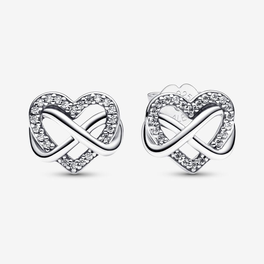 Sterling Silver S925 Heart Shape With Diamond Stud Earrings