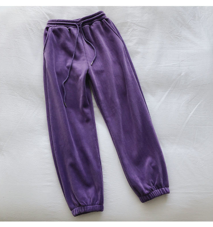 Sports Pants Female Fleece Lined Thick Loose Outerwear Casual Pants