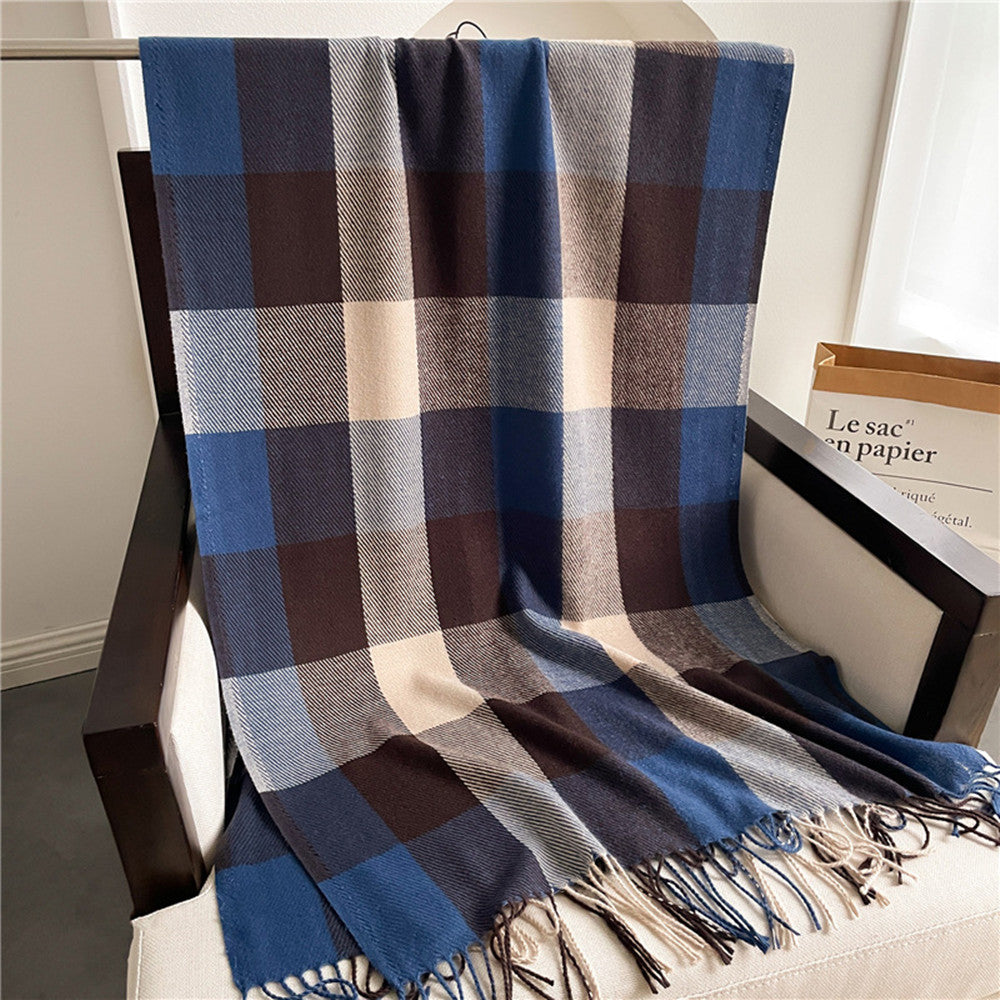 Men's and Women's Thickened Warm Plaid Scarves - Minihomy