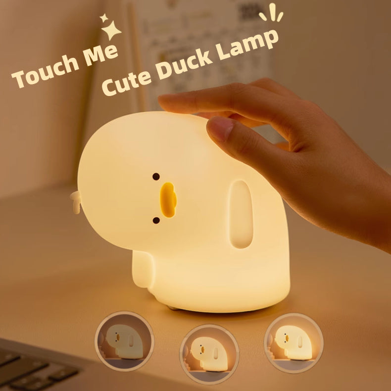 Cute Duck LED Night Light - USB Rechargeable, Silicone Touch Lamp for Kids Bedroom Decor