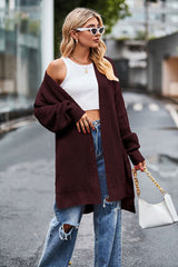 Women's Loose Sweater Coat With Pocket Solid Color Outerwear