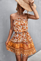 Women's Bohemian Floral Strapless Dress