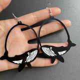 Acrylic Dangle Earrings Round Asymmetric Black For Cat Zebra Snail Swallow Whale Dog Drop Earrings Exaggerated Jewelry