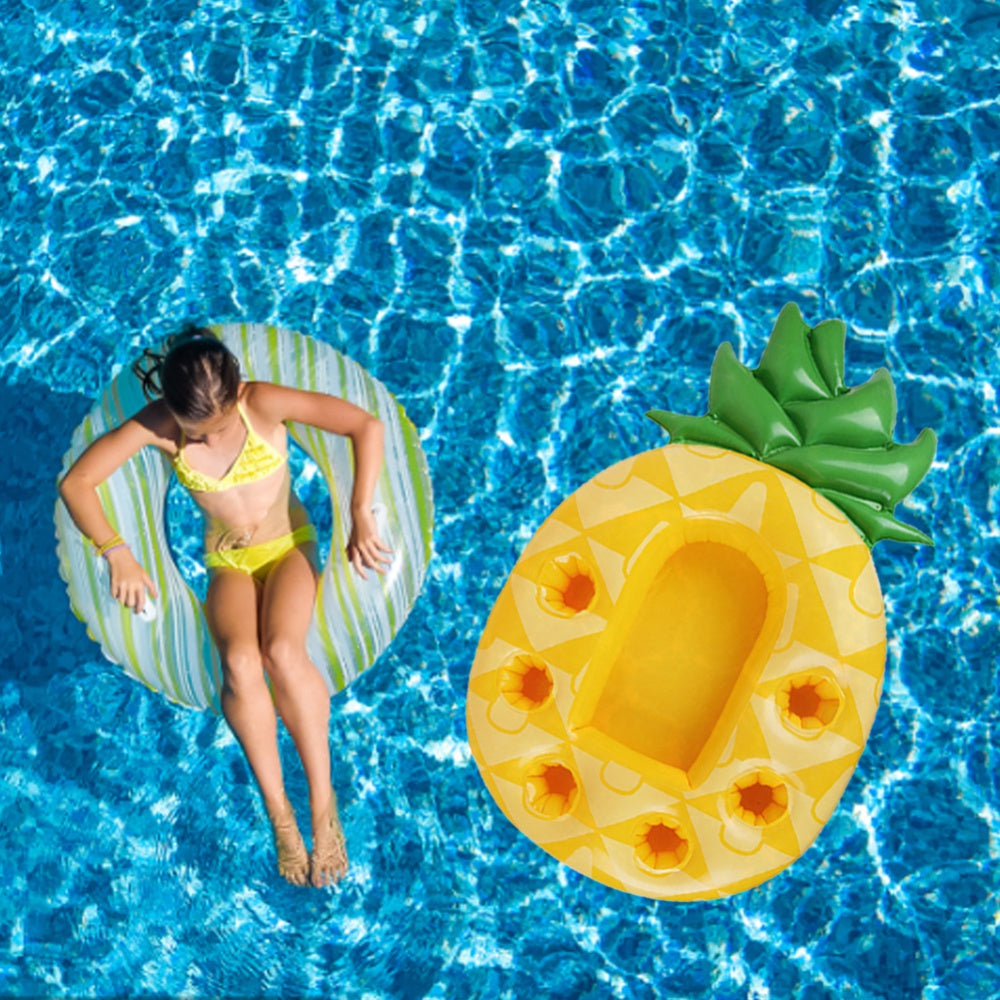 Inflatable Cup Holder Pineapple Drink Holder Swimming Pool Float Bathing Pool Toy - Minihomy