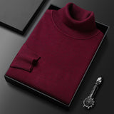 Slim-fit Solid Color Turtleneck Pullover Sweater