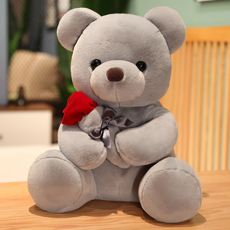 Lovely Hug Roses Teddy Bear Plush Pillow - Soft Stuffed Animal Dolls - Minihomy