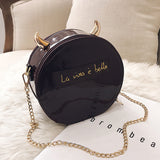 Personalized Corner Patent Leather Shoulder Bag - Little Devil Bag Chain Crossbody Bag