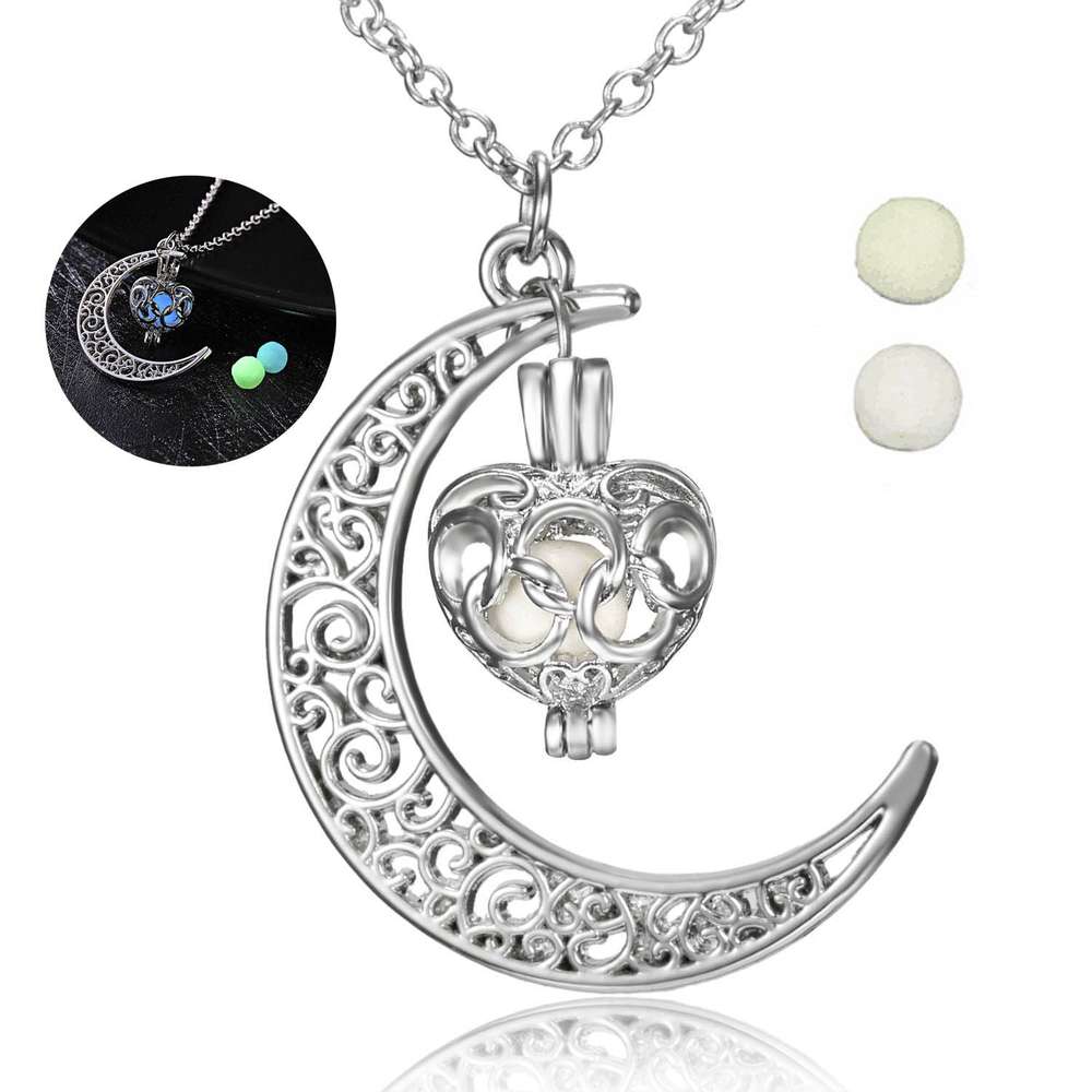 Glow In The Dark Necklace Moon Square Heart Necklaces For Women - Minihomy