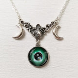 Triple Moon Silver Necklace