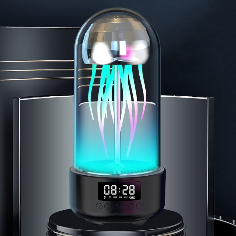 Creative 3in1 Colorful Jellyfish Lamp With Clock Luminous Portable Stereo Breathing Light Smart Decoration Bluetooth Speaker - Minihomy