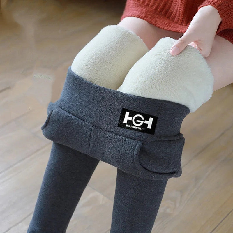 Winter Cashmere Thickened Outwear  Lamb Fleece Leggings Female