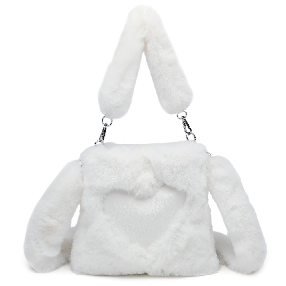 Fluffy Shoulder Bag for Women: Plush Tote Handbag, Autumn Winter Fashion