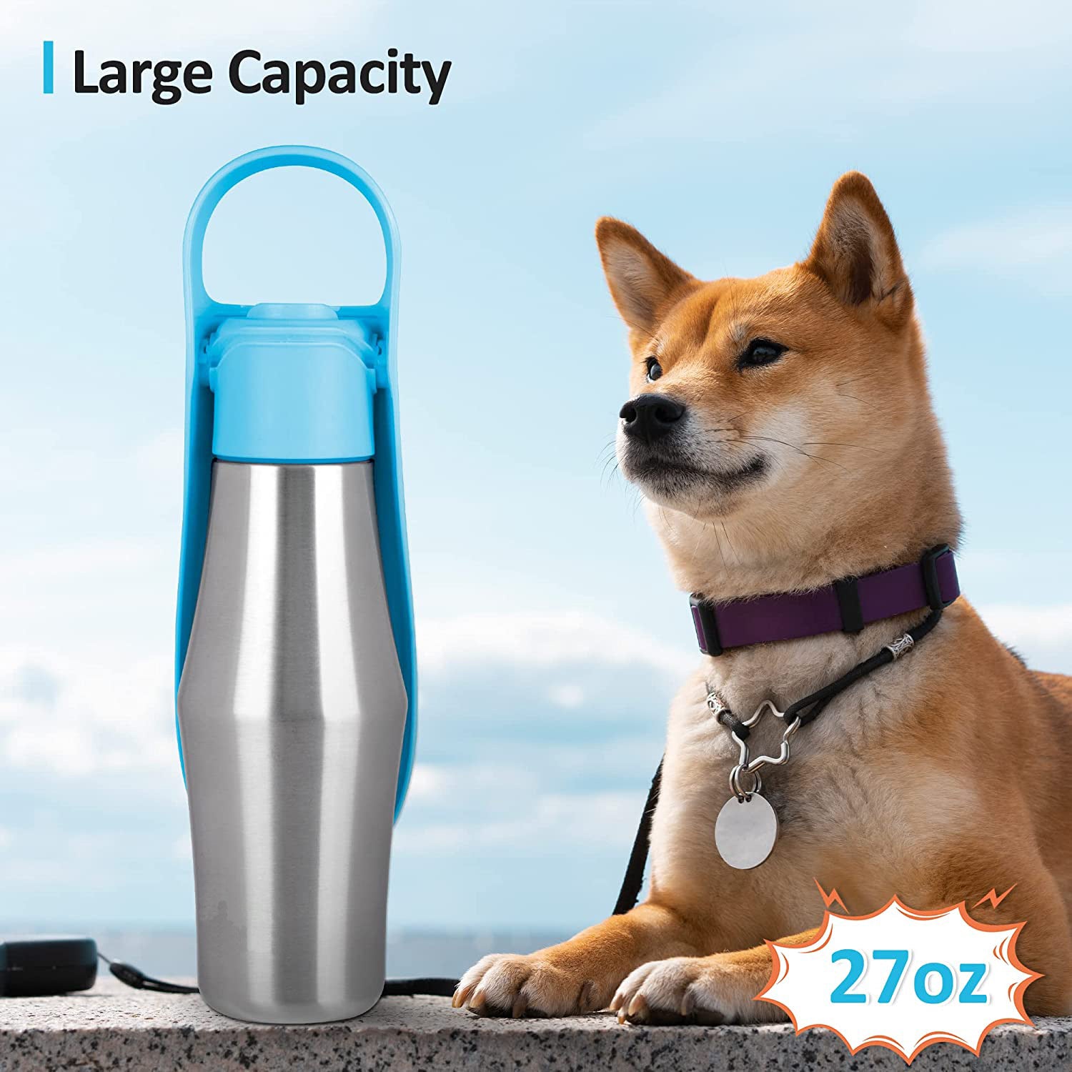 Portable Pet Dog Water Bottle with Soft Silicone Leaf Design - Minihomy