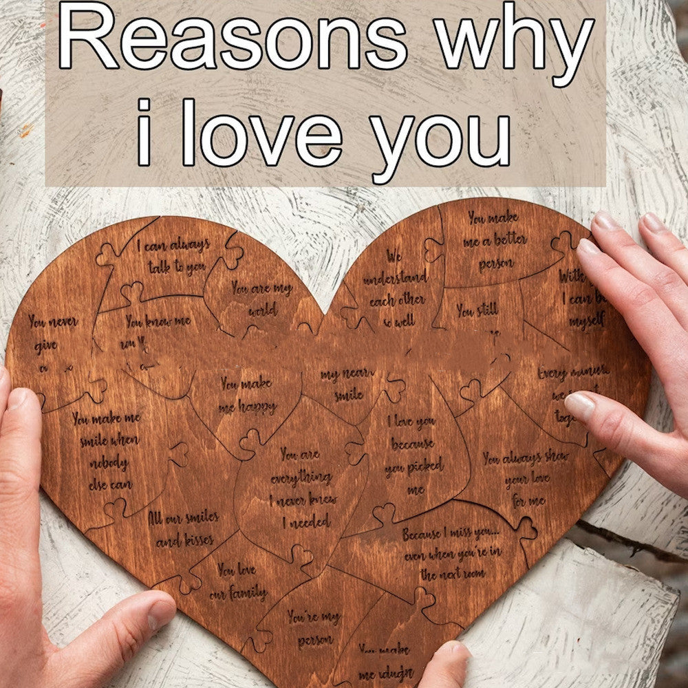 Romantic Wooden Heart Puzzle - Anniversary, Birthday, Valentine's Gift